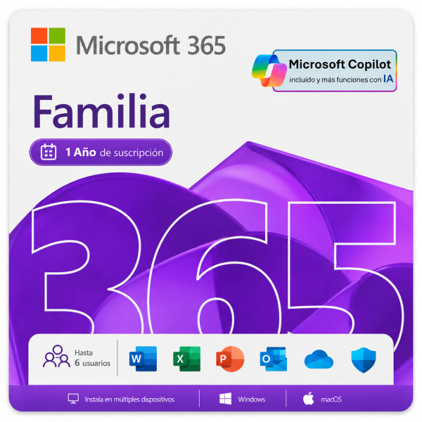 Office 365 Family 12 Meses con Copilot y Herramientas de IA