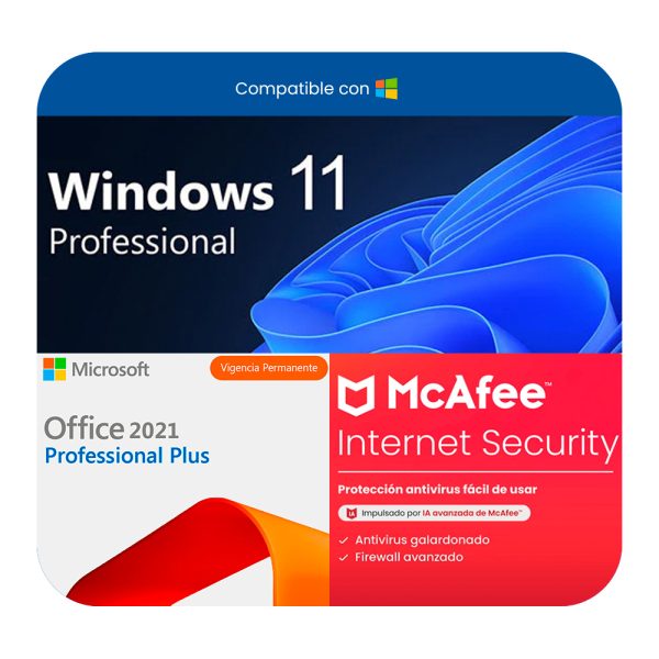 Windows 11 Pro + Office 2021 Pro + Antivirus McAfee